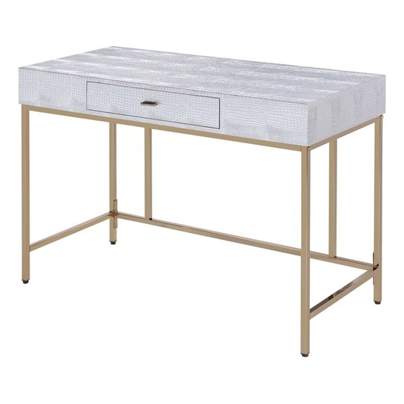 Acme Furniture Piety Desk In Champagne And Silver 840412174131 Image Is Loading Acme Furniture Piety Desk In Champagne And Silver