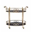 ACME Ottesen Oval Glass Top Serving Cart with 2 Shelves in Gold