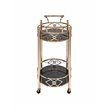 ACME Ottesen Oval Glass Top Serving Cart with 2 Shelves in Gold