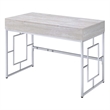 ACME Saffron Rectangular Wooden Top Vanity Desk in Chrome and White