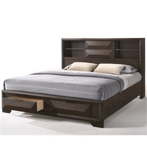 ACME Merveille Eastern King Bed with Storage in Espresso