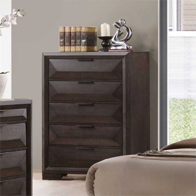 ACME Merveille Wood and Metal 5-Drawers Bedroom Chest in Espresso