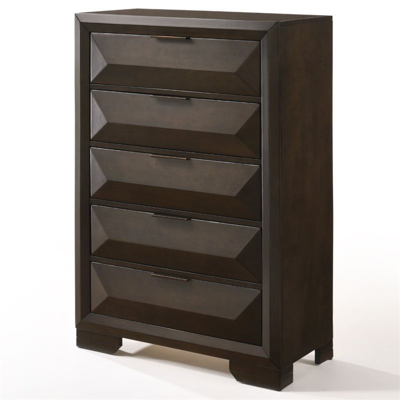 ACME Merveille Wood and Metal 5-Drawers Bedroom Chest in Espresso