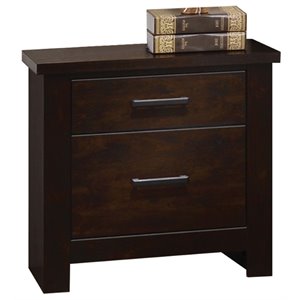 acme panang square 2 drawers nightstand in mahogany