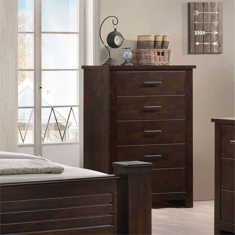 ACME Panang 5 Drawers Chest in Mahogany