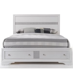 ACME Naima Eastern King Wooden Bed with Storage in White