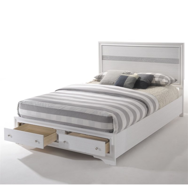 ACME Naima Queen Wooden Storage Bed in White