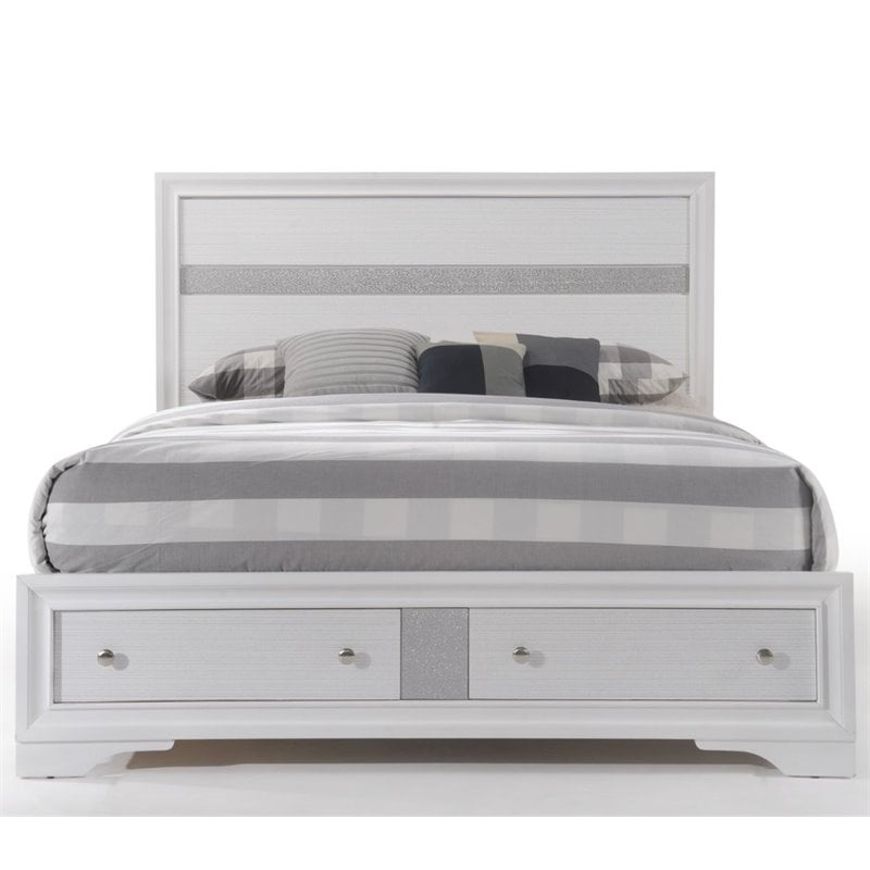 ACME Naima Queen Wooden Storage Bed in White