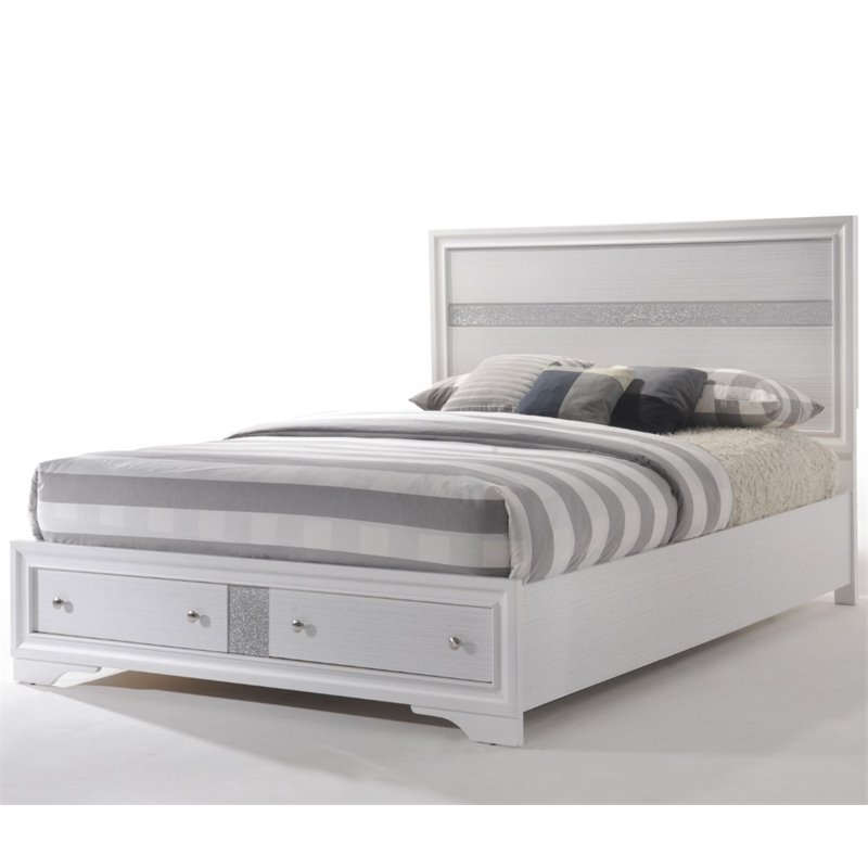 ACME Naima Queen Wooden Storage Bed in White