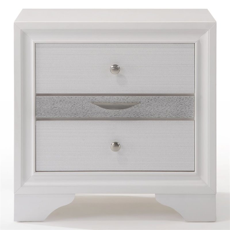 ACME Naima Square Wood 3-Drawers Bedroom Nightstand in White