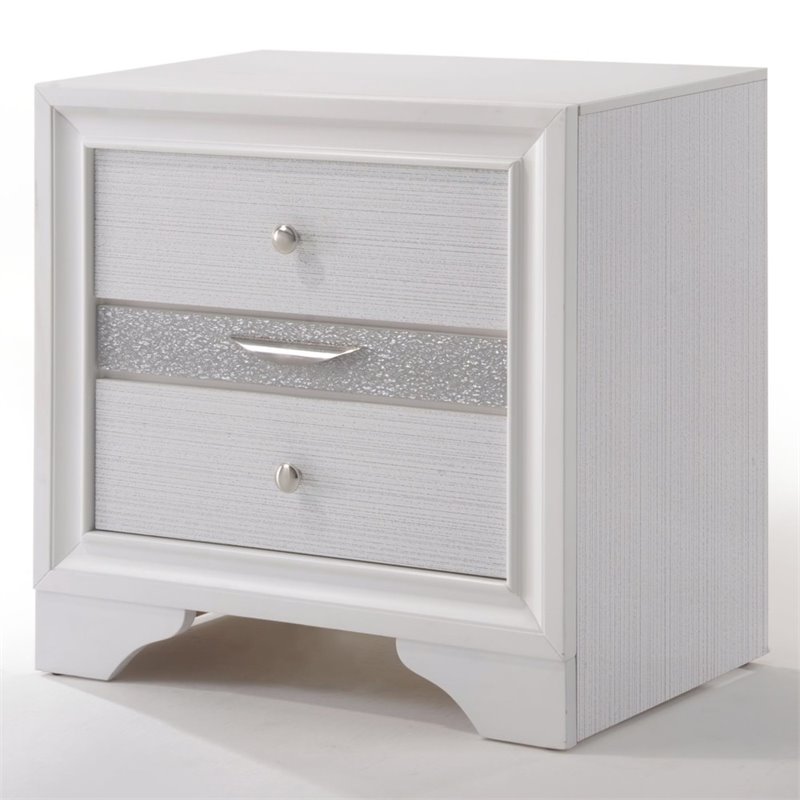 ACME Naima Square Wood 3-Drawers Bedroom Nightstand in White