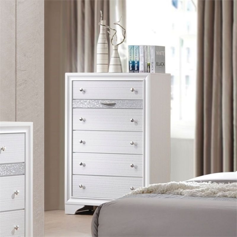 ACME Naima Wood 6-Drawers Bedroom Chest in White