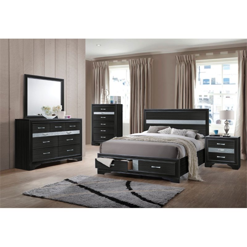 ACME Naima Queen Bed with Storage in Black