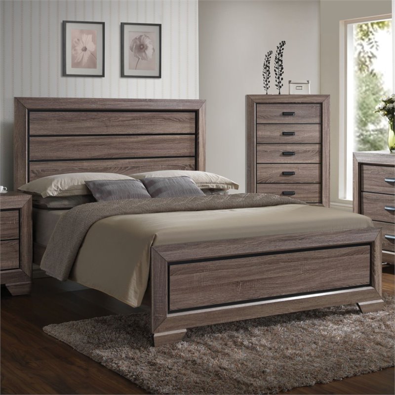 ACME Lyndon Eastern King Bed in Weathered Gray Grain
