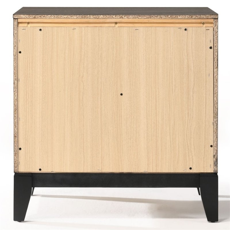 ACME Valdemar Metal and Wood 2-Drawers Nightstand in Weathered Gray