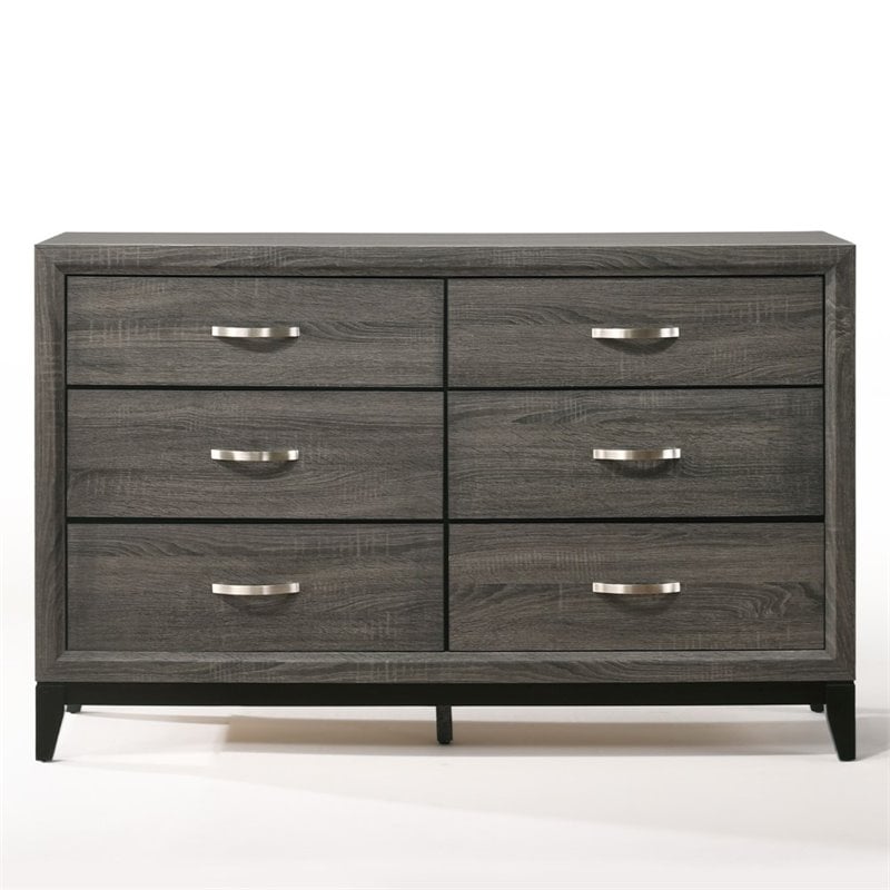 ACME Valdemar Metal and Wood Bedroom Dresser in Weathered Gray