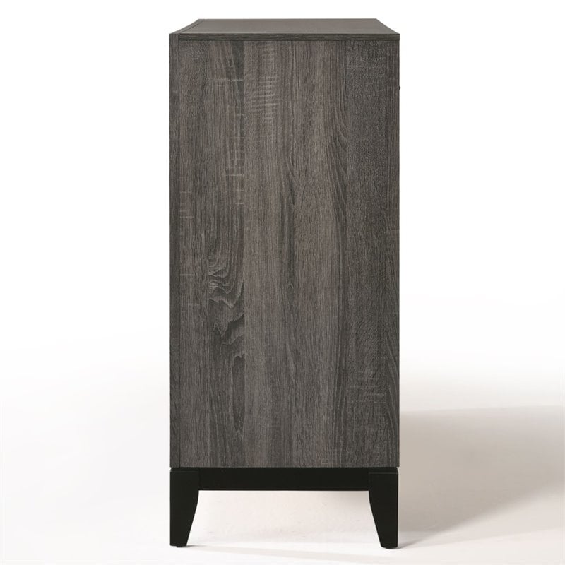 ACME Valdemar Metal and Wood Bedroom Dresser in Weathered Gray