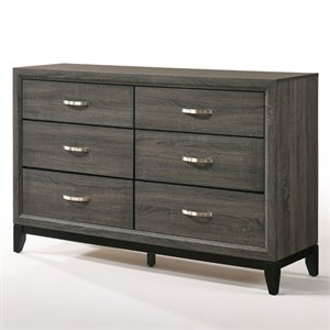 acme valdemar metal and wood bedroom dresser in weathered gray