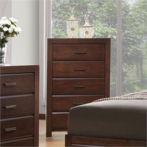 acme oberreit wood 5-drawers bedroom chest in walnut