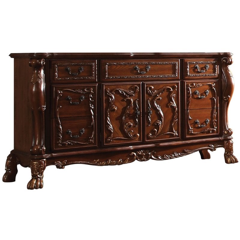 ACME Dresden 7 Drawers Dresser and Server in Cherry Oak