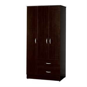 acme olean composite wood 2-drawers and 3-doors bedroom wardrobe in espresso