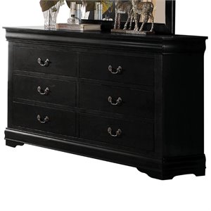 acme louis philippe 6 drawers dresser in black