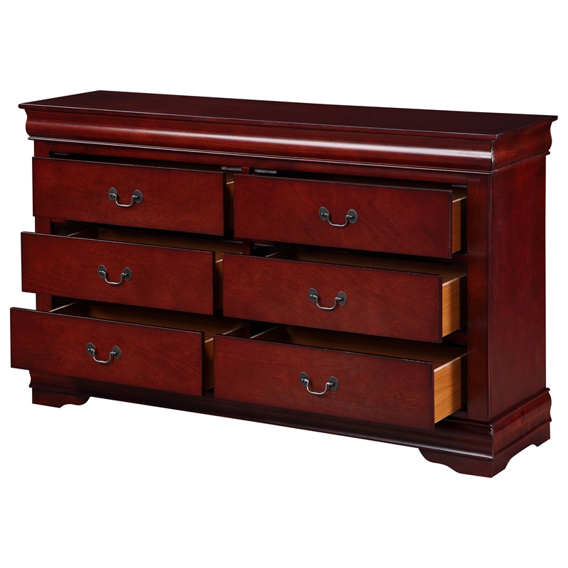 Acme Louis Philippe 6-Drawer Dresser in Cherry 23755