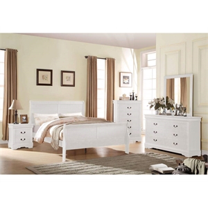 ACME Louis Philippe Wooden Twin Sleigh Bed in White