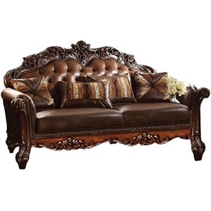 ACME Vendome Sofa with 3 pillows in Cherry PU