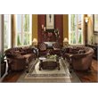ACME Versailles Sofa with 5 Pillows in Brown Velvet and Cherry Oak