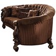 ACME Versailles Sofa with 5 Pillows in Brown Velvet and Cherry Oak