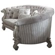 ACME Versailles Sofa with 5 Pillows in Ivory Velvet and Bone White