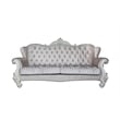 ACME Versailles Sofa with 5 Pillows in Ivory Velvet and Bone White