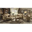 ACME Vendome Faux Leather Tufted Sofa in Bone and Gold Patina
