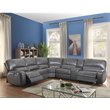 ACME Saul Faux Leather Sectional Sofa with 2 Reclining Seats in Gray