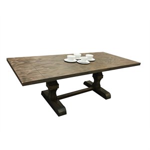 acme landon square wooden top dining table in salvage brown
