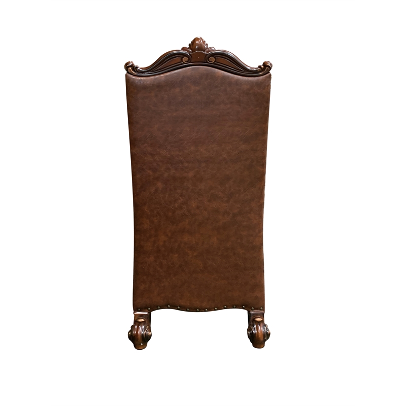 ACME Versailles Faux Leather Dining Side Chair in 2 Tone Brown Set of 2