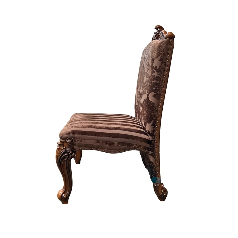 ACME Versailles Faux Leather Dining Side Chair in 2 Tone Brown Set of 2