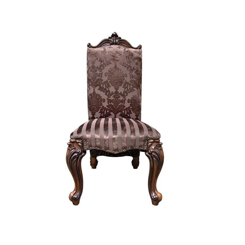 ACME Versailles Faux Leather Dining Side Chair in 2 Tone Brown Set of 2
