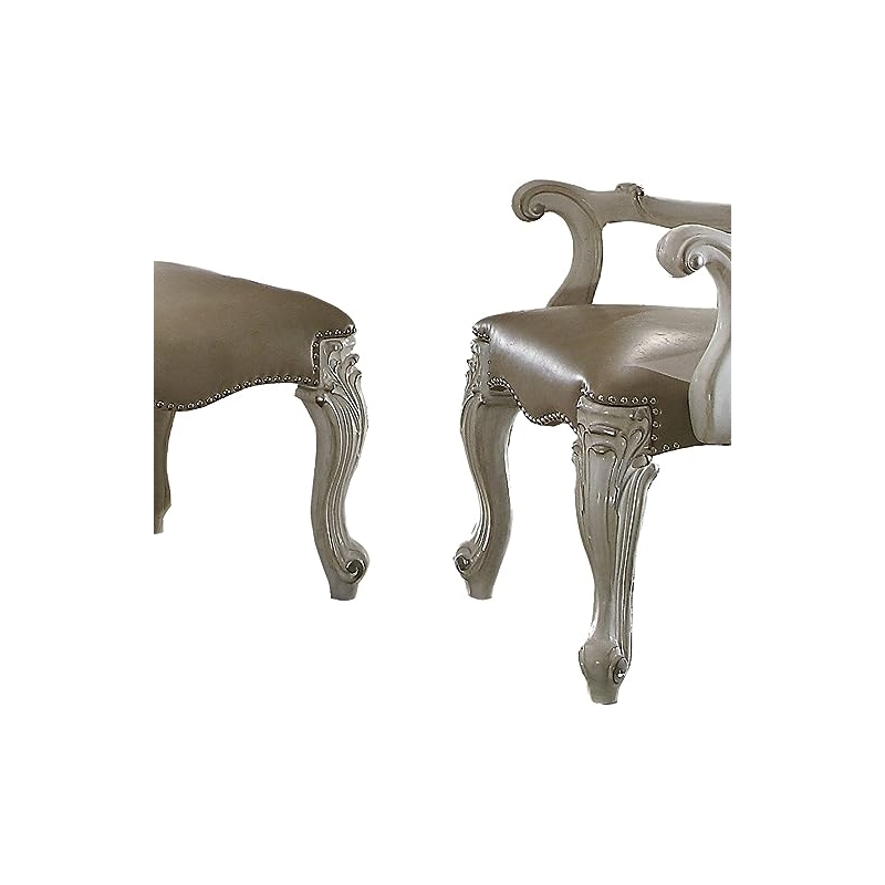ACME Versailles Dining Side Chair in Vintage Gray and Bone White (Set of 2)