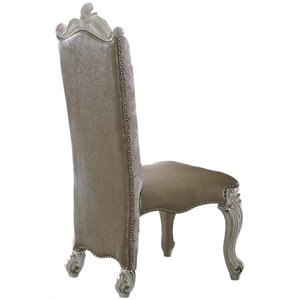 acme versailles dining side chair in vintage gray and bone white (set of 2)