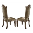 ACME Vendome Dining Side Chair in Bone PU and Gold Patina (Set of 2)