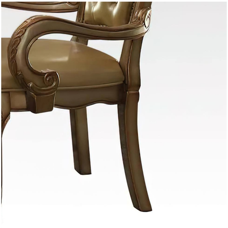 ACME Vendome Dining Side Chair in Bone PU and Gold Patina (Set of 2)