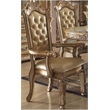 ACME Vendome Dining Side Chair in Bone PU and Gold Patina (Set of 2)
