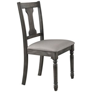 acme wallace dining side chair in tan linen and weathered gray (set of 2)