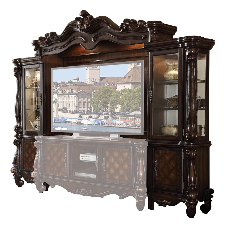acme versailles wood entertainment center in cherry oak