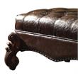 ACME Versailles Faux Leather Upholstered Ottoman in Dark Brown and Cherry Oak