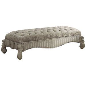 acme versailles bench in ivory fabric and bone white