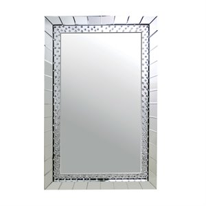 ACME Nysa Rectangular Wall Mirror with Beveled Mirrored Trim