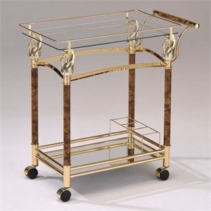acme helmut serving cart in gold plated and clear glass